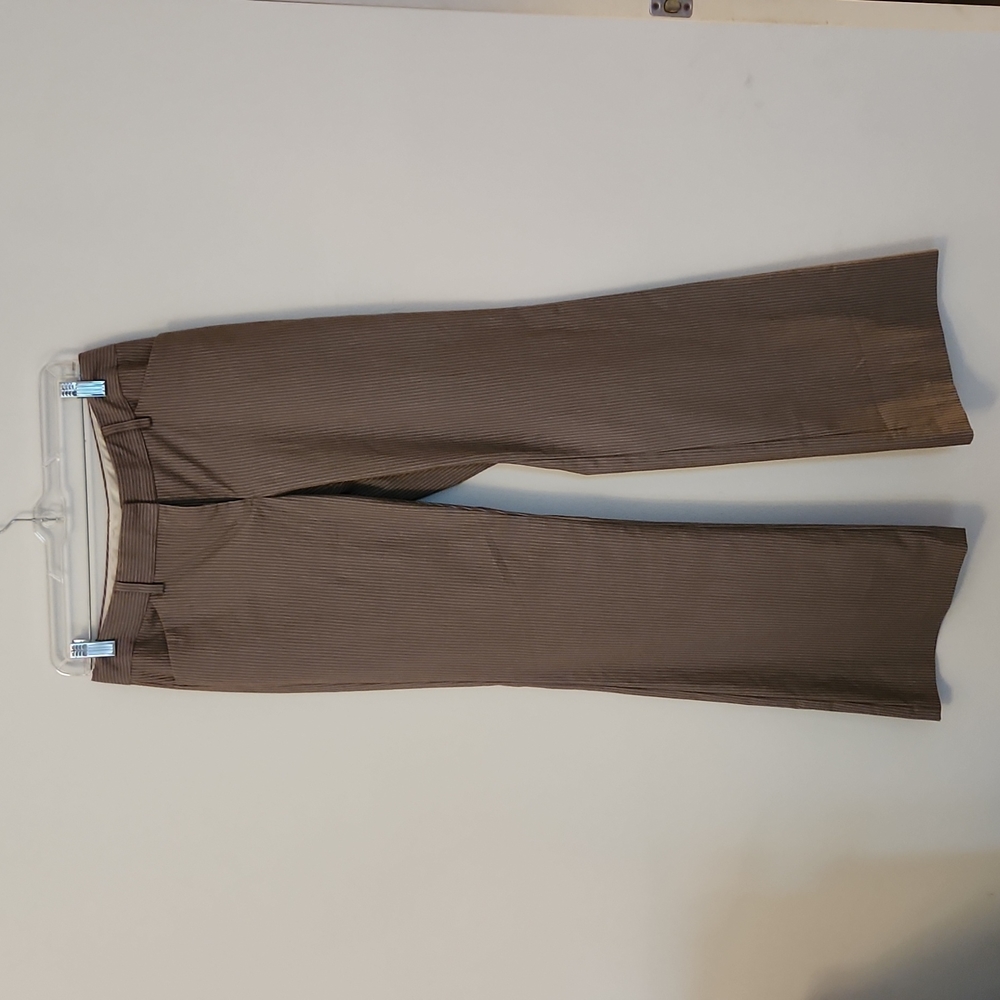 Express brown and glitter pinstripe slacks